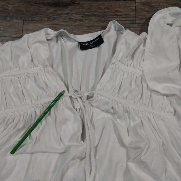 Lane Bryant V Neck Short Sleeve Blouse Size 22/24 Womens White Pullover Top - Picture 4 of 9